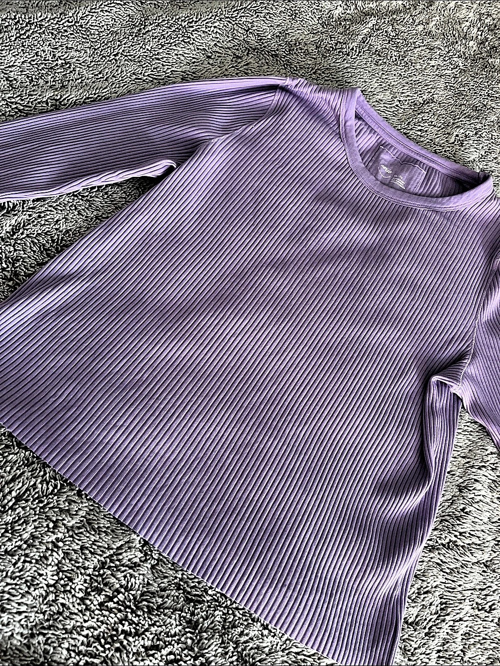aerie Ribbed Long Sleeve Top Purple XXL